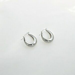 Silver Puffy Hoops - Paris